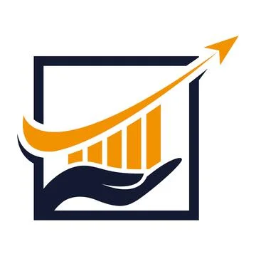 Minimal Growth Arrow Inside Square Logo Design for Finance Company, Business Gro Stock Illustration