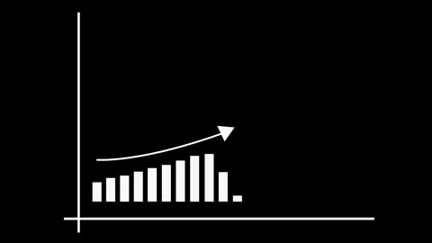 Minimal growth chart with rising bars and an upward arrow animation Vidéo 337177997