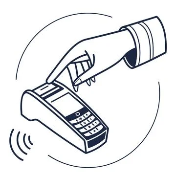Minimal Hand Contactless Payment Vector Illustration Illustrazione stock