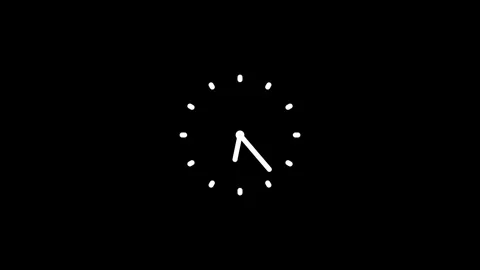 Minimal hand-drawn clock face simple dotted hour markers central vertical h.. Stock Footage 335488351