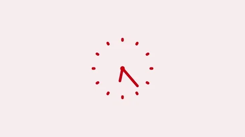 Minimal hand-drawn clock face simple dotted hour markers central vertical h.. Stock Footage 335488362