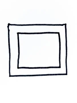 Minimal Hand Drawn Double Square Sketch Frame Border. イラスト素材