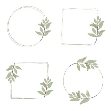 Minimal hand drawn eucalyptus wreath frame for wedding invitation or logo Stock Illustration