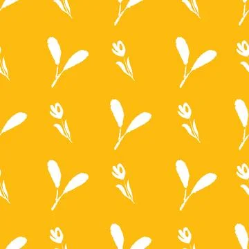 Minimal hand drawn floral vector seamless pattern design Stock Illustration