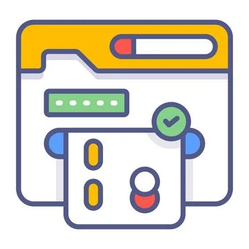 A minimal hand drawn icon of the web browser interface window. Stock Illustration