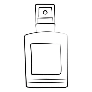 Minimal hand drawn rectangular perfume bottle doodle, elegant feminine frag.. Stock Illustration
