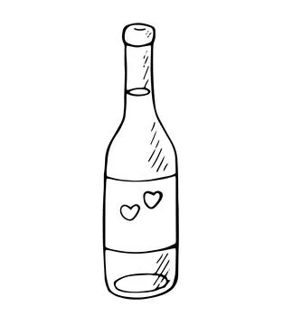 Minimal Hand Drawn Two Wine Glasses Illustration for Romance Celebration an.. Stock Illustration