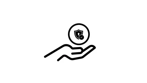 Minimal hand offering secure shield protection icon motion animation. Stock Footage 337443825