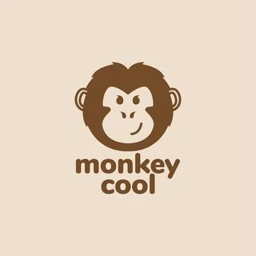 Minimal head monkey cartoon cute cool logo design vector graphic symbol ico.. Stock Illustration