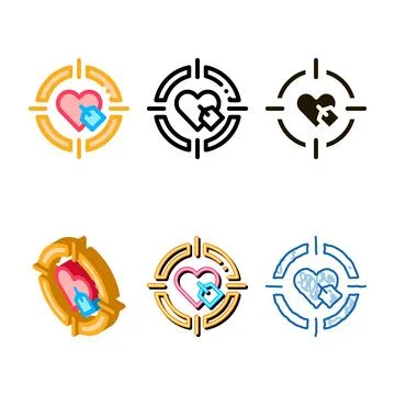 Minimal heart target icon vector outline Stock Illustration