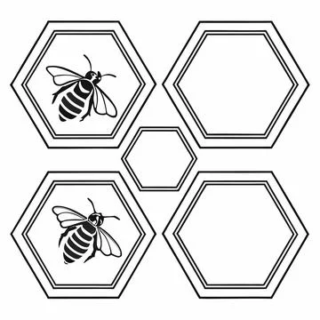 Minimal Hexagon Border Frame Set - Tech Style White Stock Illustration