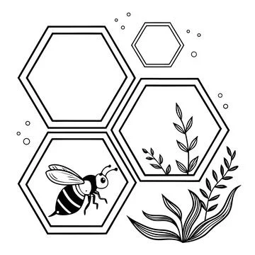 Minimal Hexagon Border Frame Set - Tech Style White Stock Illustration