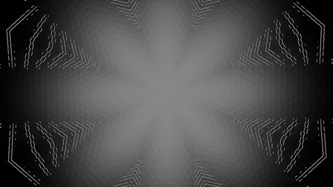 Minimal hexagonal grid pattern glittering in black-white shades from the center Stock Footage 123506455