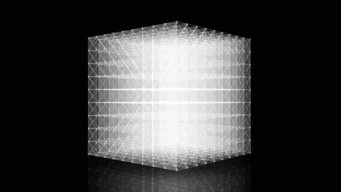 Minimal Hi-Tech Cube Structure Spinning Loop Stock Footage 222931608