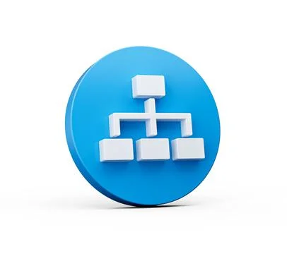 Minimal hierarchy symbol on blue background round 3d Icon 3d Illustration Stock Illustration