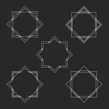 Minimal hipster monogram frames set, mockup for linear letter logo Stock Illustration
