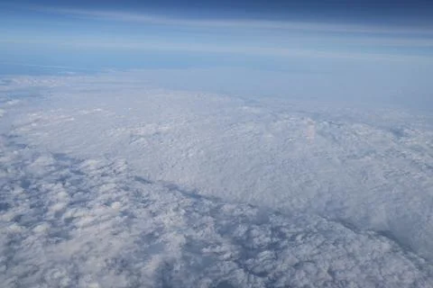 Minimal horizon cloud layer blue gradient Stock Photos