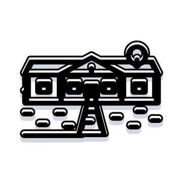 Minimal house illustration with path and landscape elements Stock Illustration