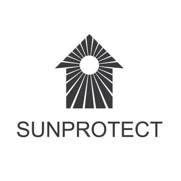 Minimal house logo with radiant rays Stock Illustration