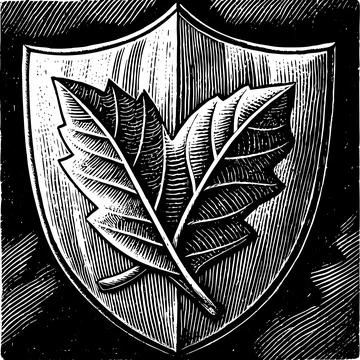 Minimal icon combining leaf and shield eco protec Stock Illustration