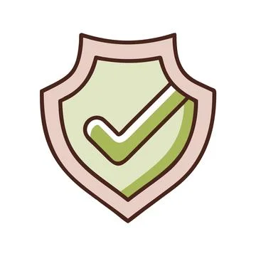 Minimal icon combining shield and check shape ver Stock Illustration