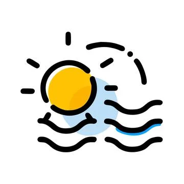 Minimal icon combining sun and wave clean energy Stock Illustration