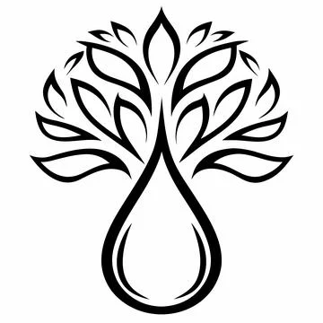 Minimal icon combining tree and water drop sustai Stock Illustration
