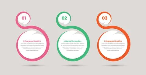 Minimal infographic presentation layout with abstract spiral shape Stock Illustration