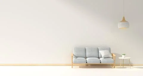 Minimal interior design room with sofa, low table, Decoration plant and japan Illustrazione stock
