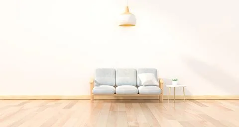 Minimal interior design room with sofa, low table, Decoration plant and japan Illustrazione stock