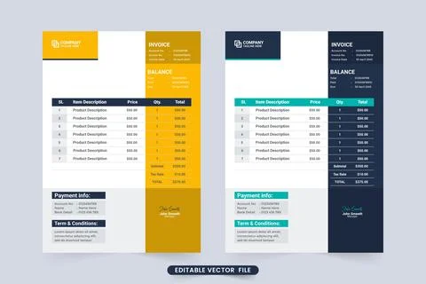 Minimal invoice template and billing section vector. Modern business invoice  Stock Illustration