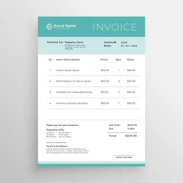 Minimal invoice template vector design Stock Illustration