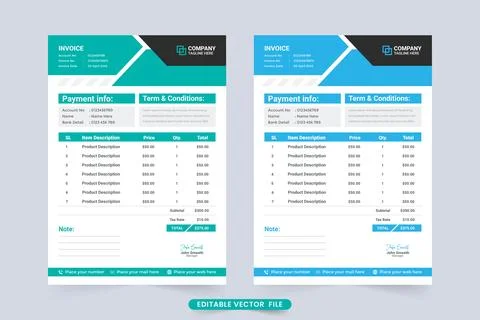 Minimal invoice template vector for modern business. Payment receipt and comp Stock Illustration