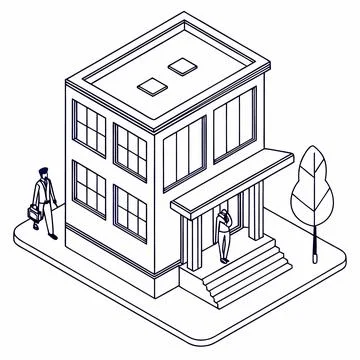 Minimal Isometric Office Building Vector (1) vector illustration design 40 Stock Illustration