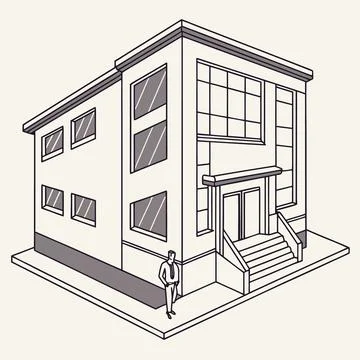 Minimal Isometric Office Building Vector vector illustration design 41 Stock Illustration
