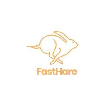 Minimal jump rabbit hare logo design Stock Illustration