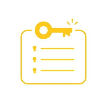Minimal key takeaway yellow checklist Stock Illustration