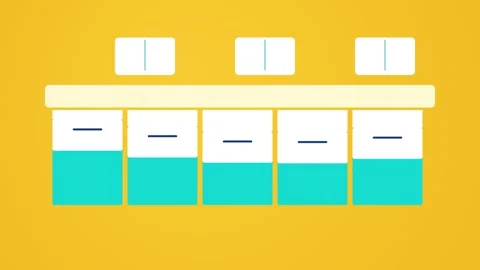 Minimal Kitchen Drawer Fronts Drifting Horizontally on Orange Background 動画素材 348585204