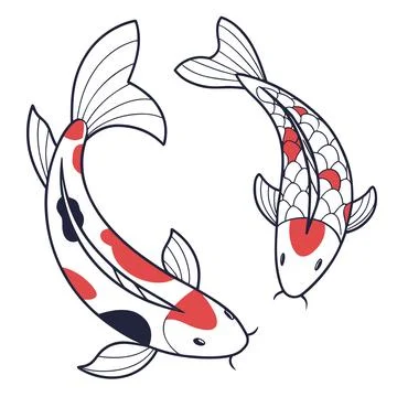 Minimal Koi Fish Vector Stock Illustration