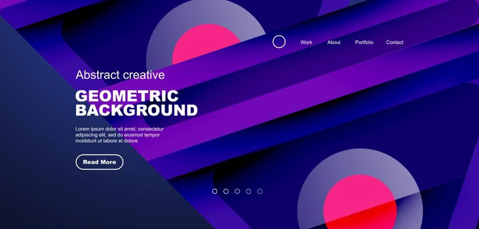 Minimal landing page, geometric shapes. Business or technology design for Stock Illustration