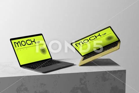 Minimal Laptop Mockup Scene PSD Template