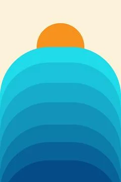Minimal Layered Landscape Background with Sunset Modern Abstract Design 스톡 일러스트