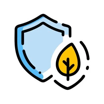 Minimal Leaf and Shield Abstract Icon for Environment Stock Illustration