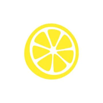 Minimal lemon slice icon with simple clean segments in bright yellow flat Illustrazione stock