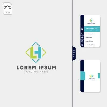 Minimal LH initial logo template vector illustration free business card desig Stock Illustration