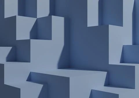 Minimal Light Blue Background 3D Studio Mockup Scene with Podiums and Levels  Illustrazione stock