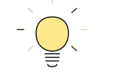 Minimal Light Bulb Idea Icon Animation with Glowing Effect on White Background Stock Footage 345654612