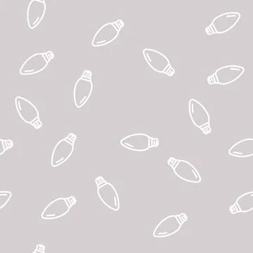 Minimal light bulb line vector seamless pattern Stock Illustration