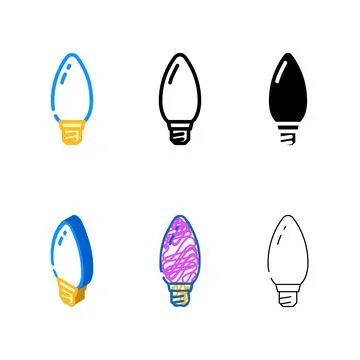 Minimal light forms bulb color icon vector Stock Illustration