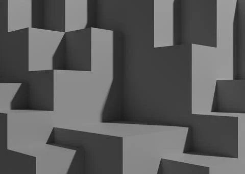 Minimal Light Gray Background 3D Studio Mockup Scene with Podiums and Levels  Stock Illustration
